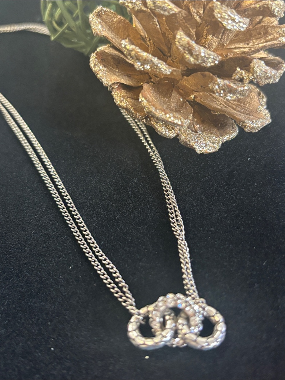 Brighton Interlocking mini hoops- one encrusted with crystals